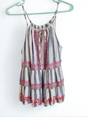 altar'd state Embroidered Boho Babydoll Top